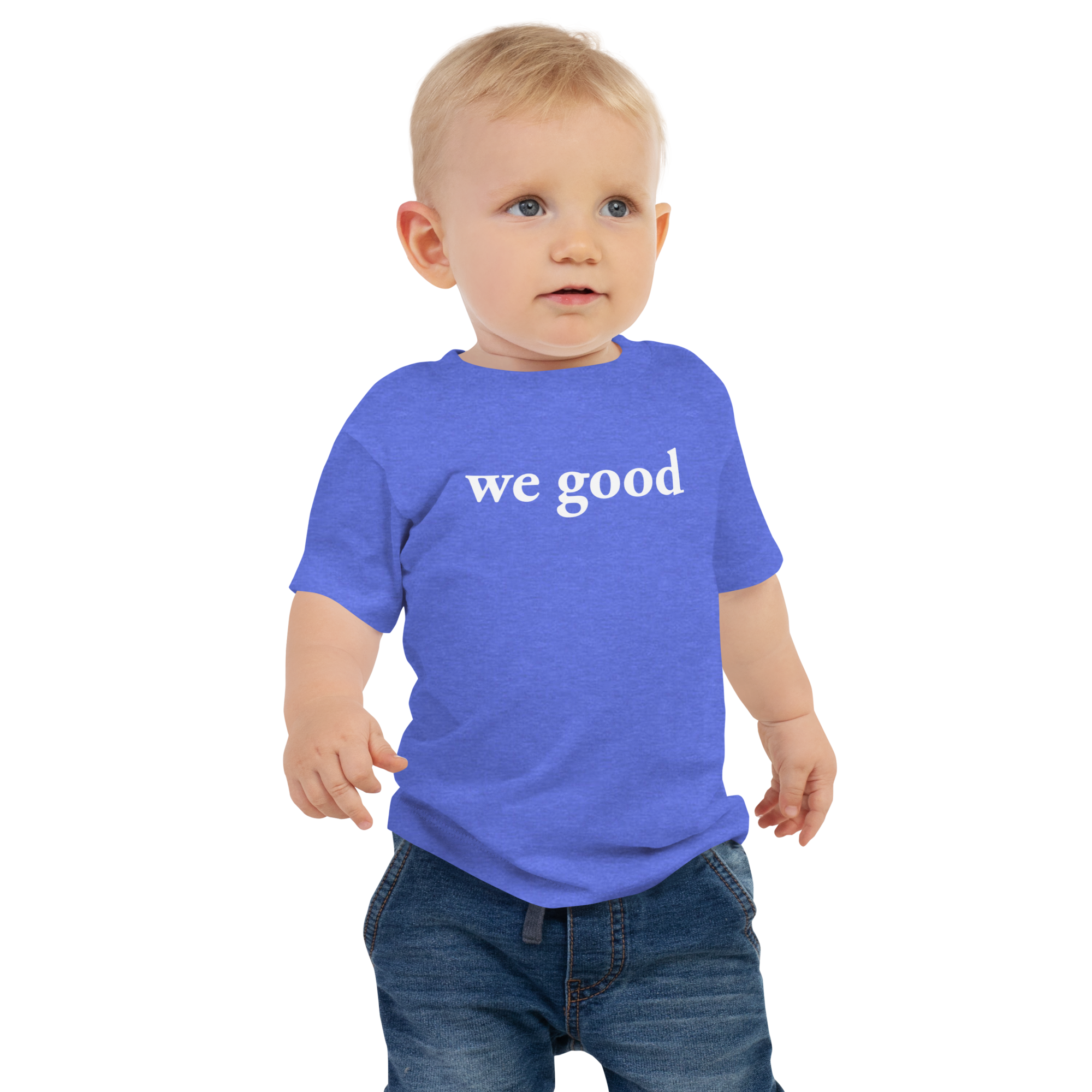 baby we good short sleeve tee (heather blue)