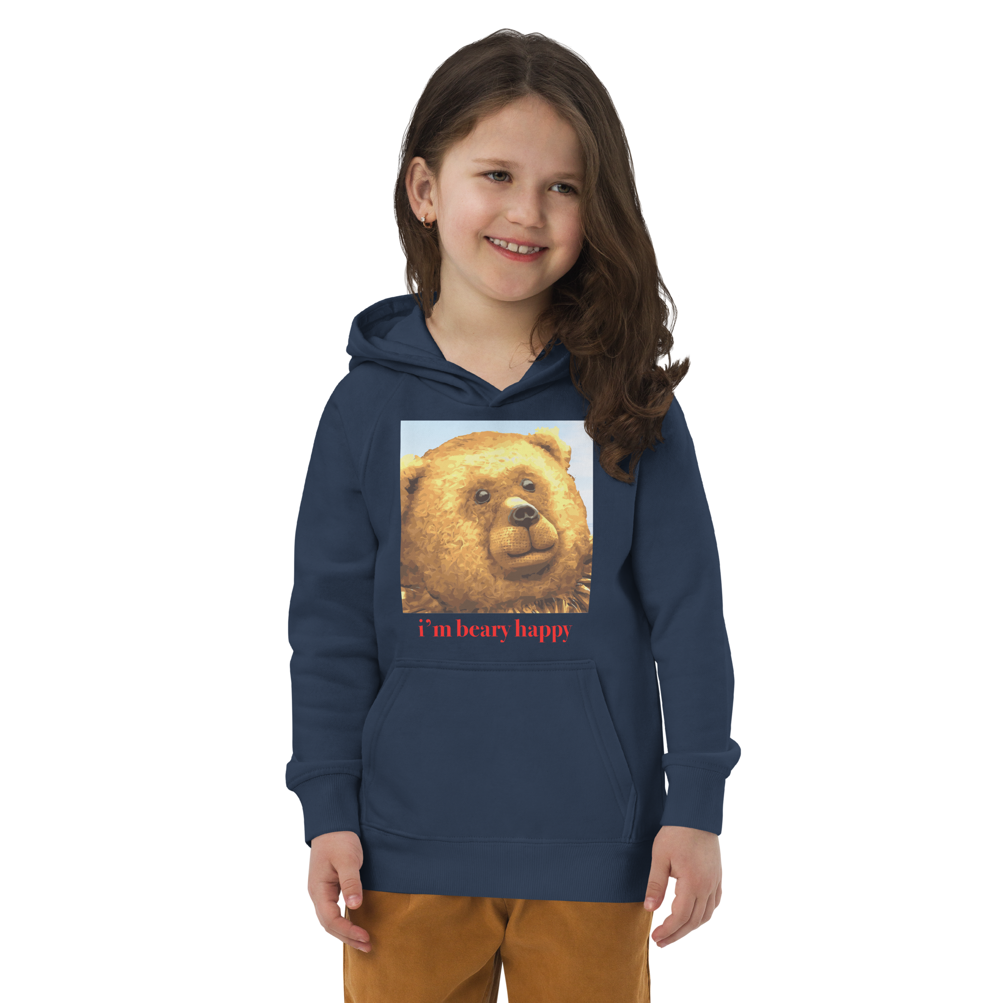 kids im beary happy hoodie (blue)