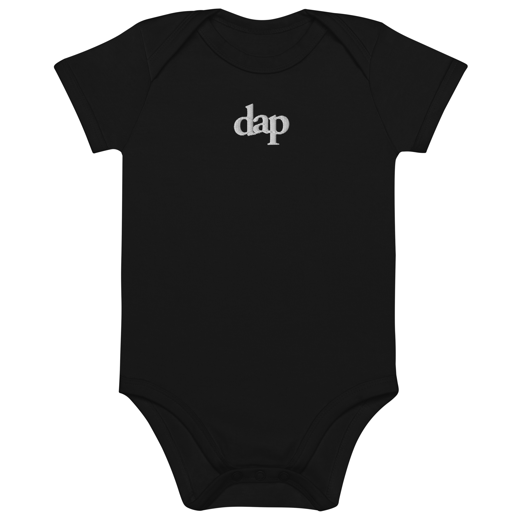 100% organic cotton dap babysuit (black + embroidery)