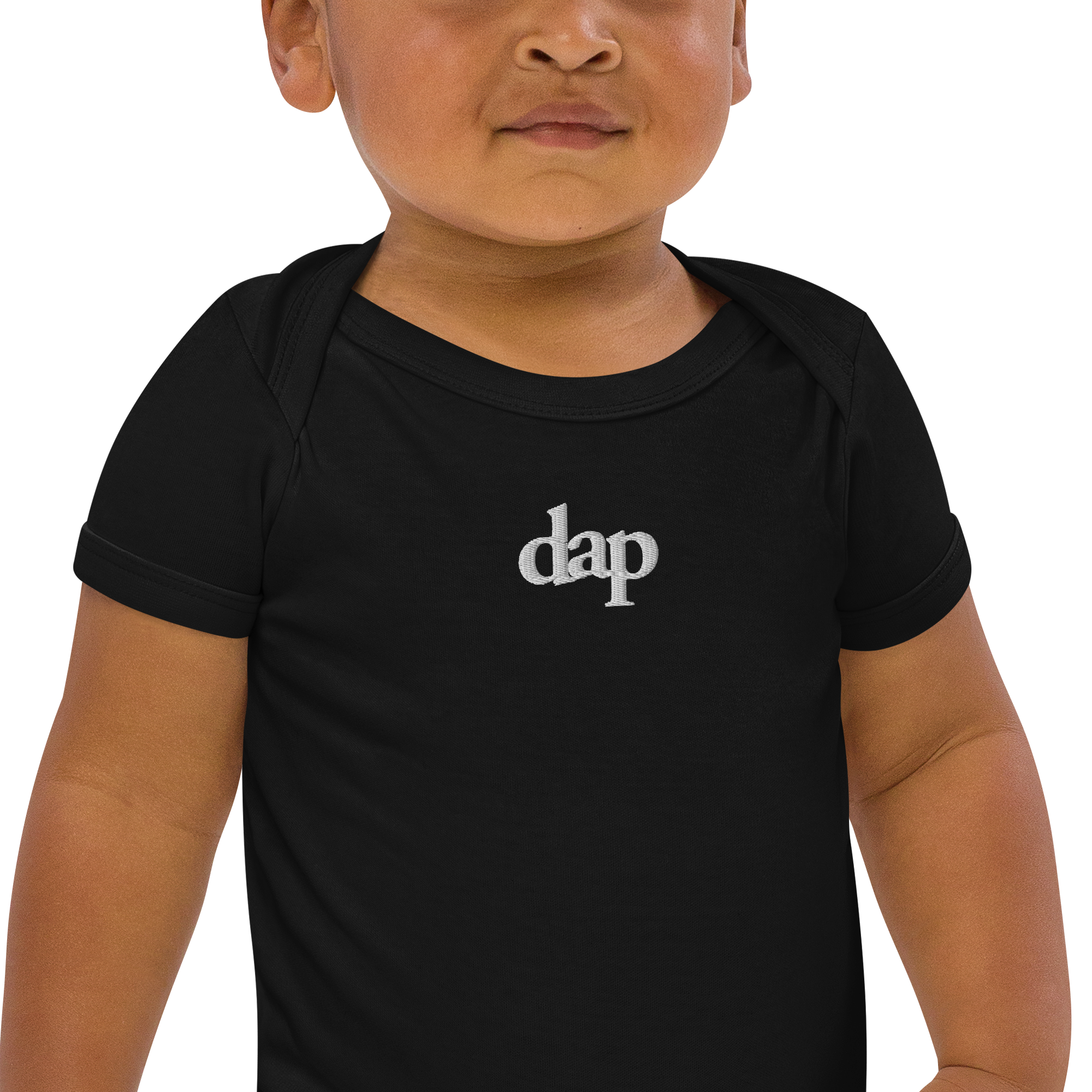 100% organic cotton dap babysuit (black + embroidery)