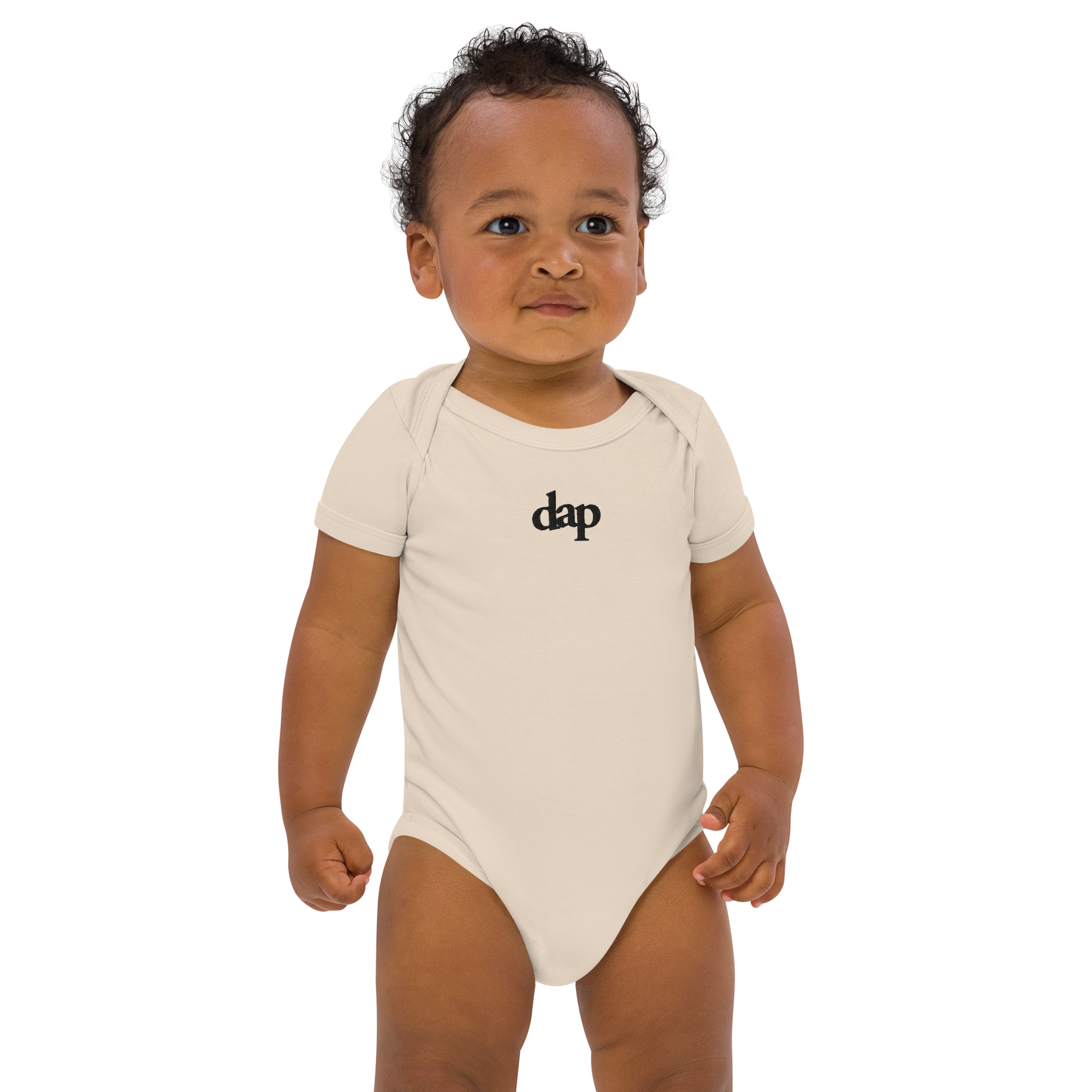 100% organic cotton dap babysuit (beige + embroidery)