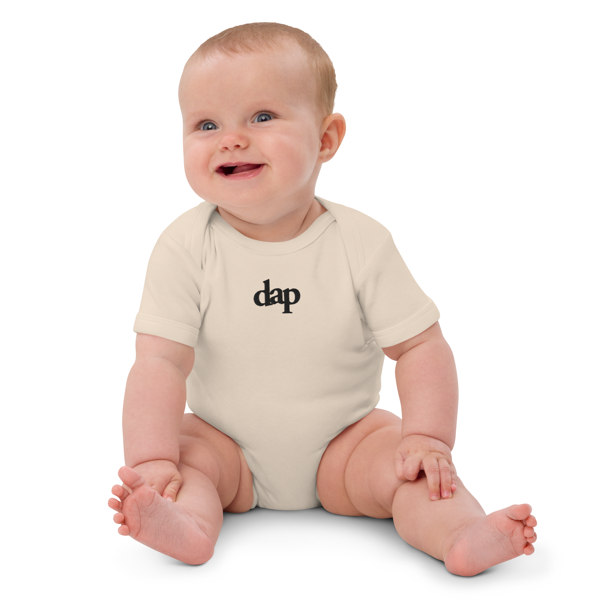 100% organic cotton dap babysuit (beige + embroidery)