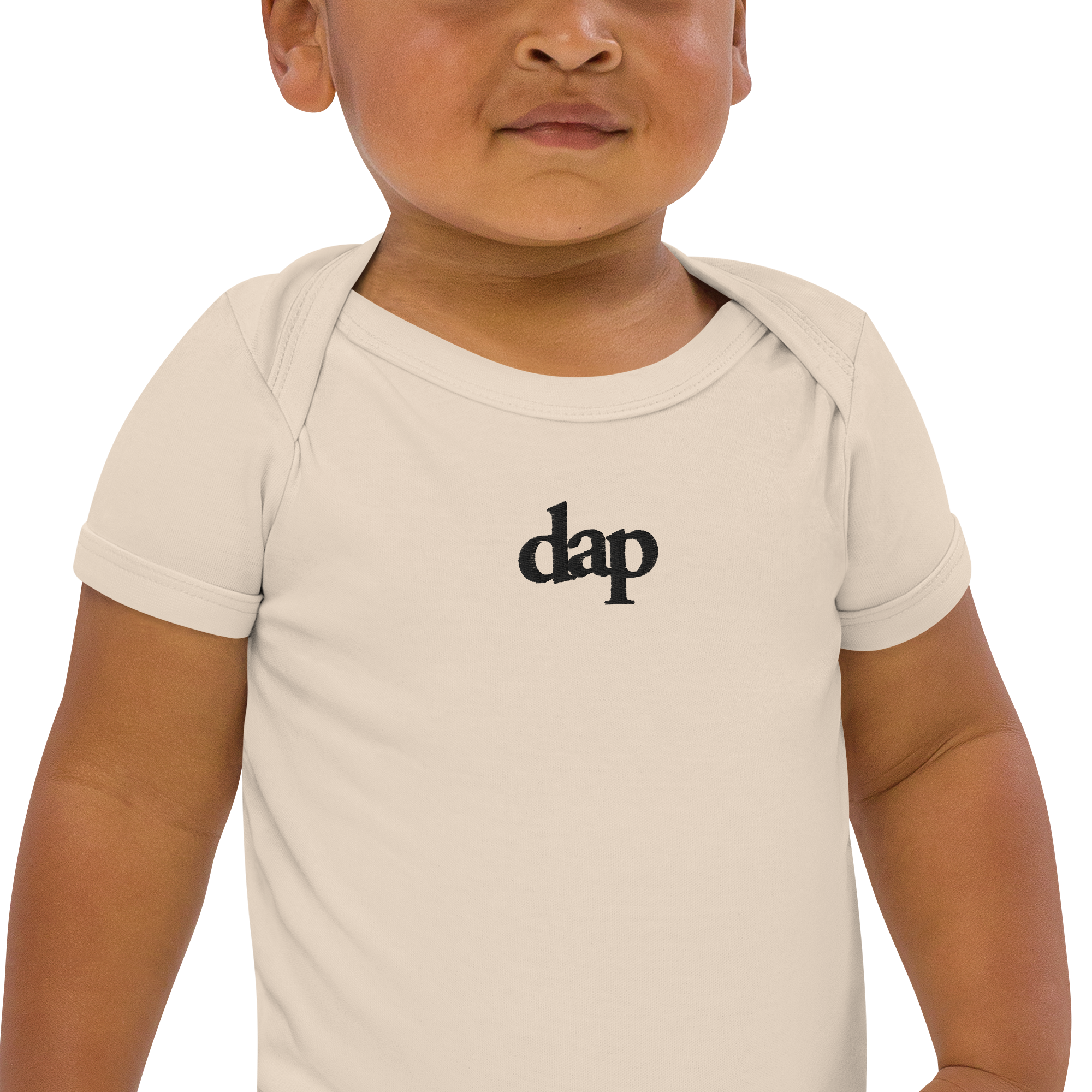 100% organic cotton dap babysuit (beige + embroidery)