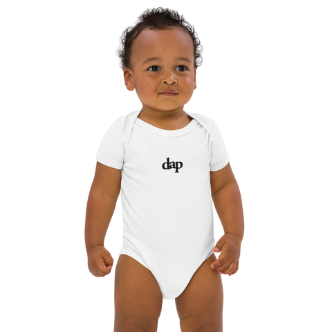 100% organic cotton dap babysuit (white + embroidery)