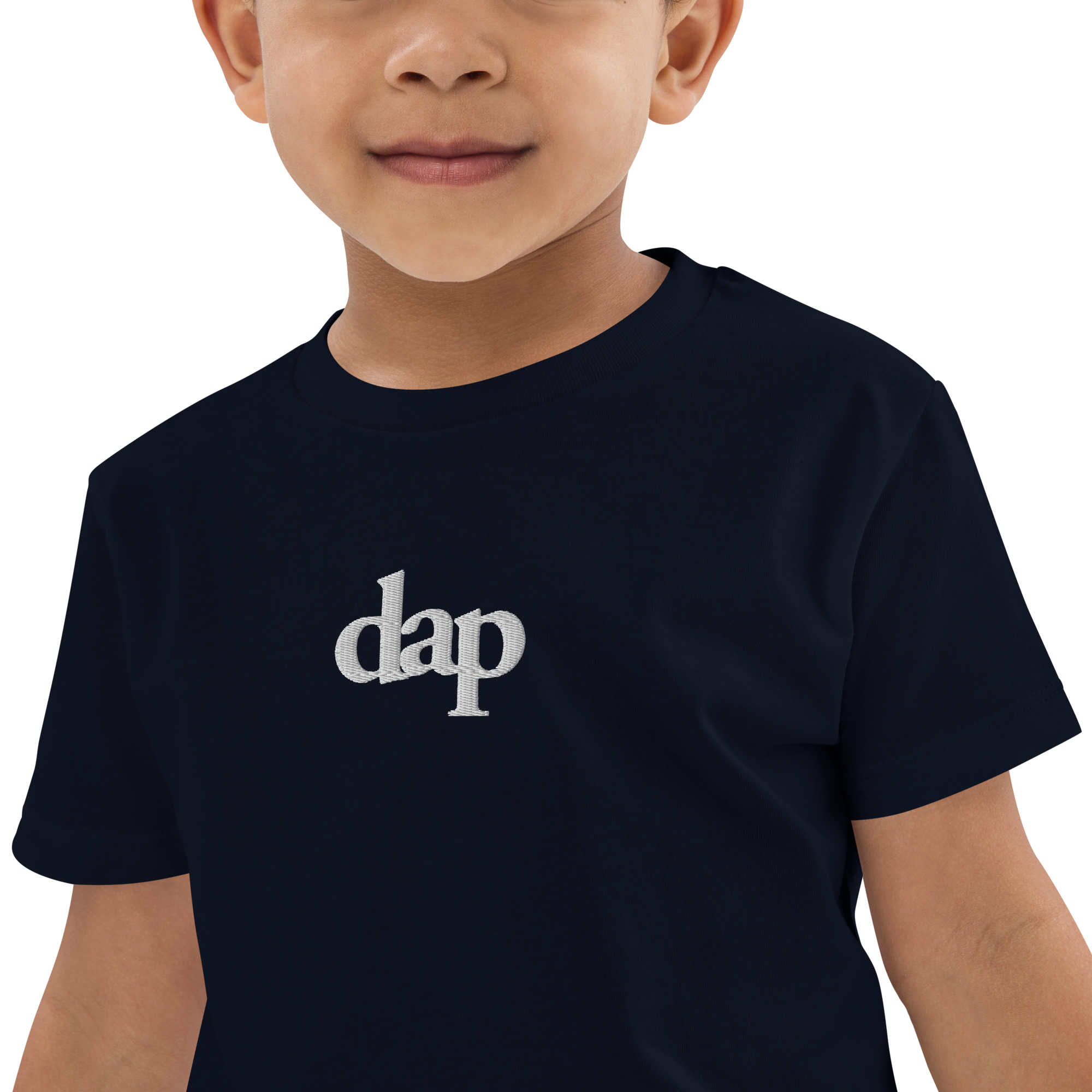 100% organic cotton kids dap short sleeve tee (navy + embroidery)