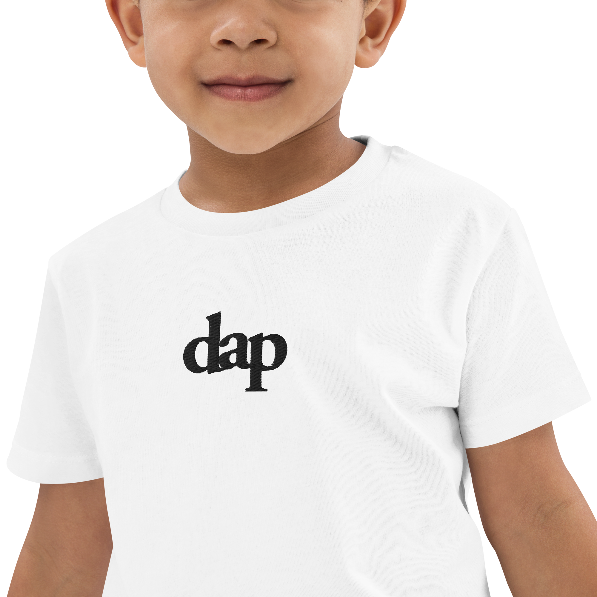 100% organic cotton kids dap short sleeve tee (white + embroidery)