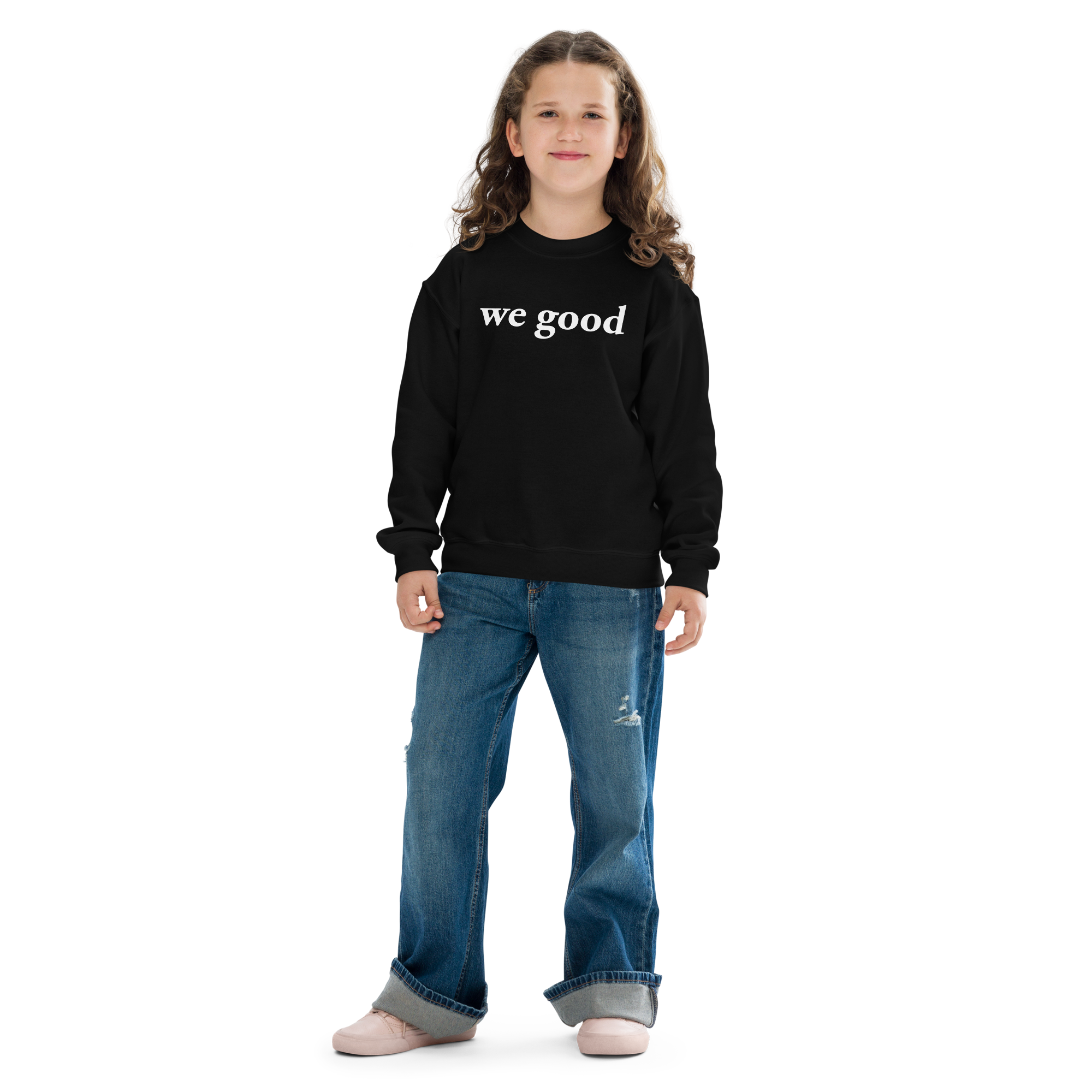 kids we good crewneck (black)