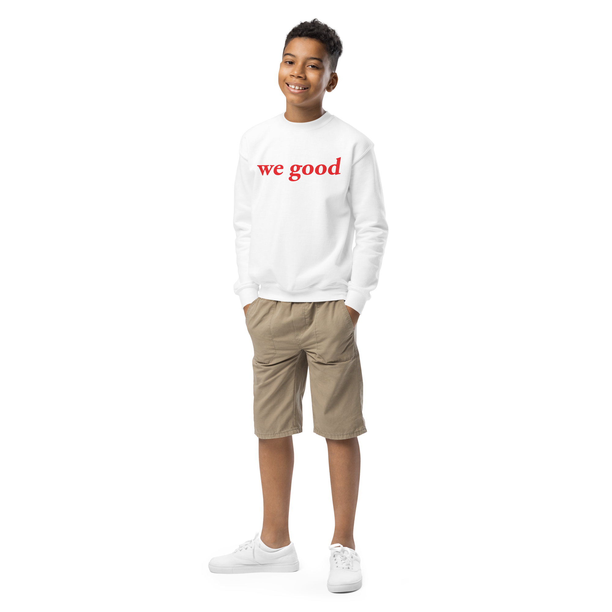 kids we good sweatshirt (white)