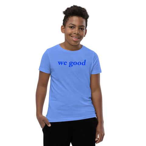 kids we good royal blue tee