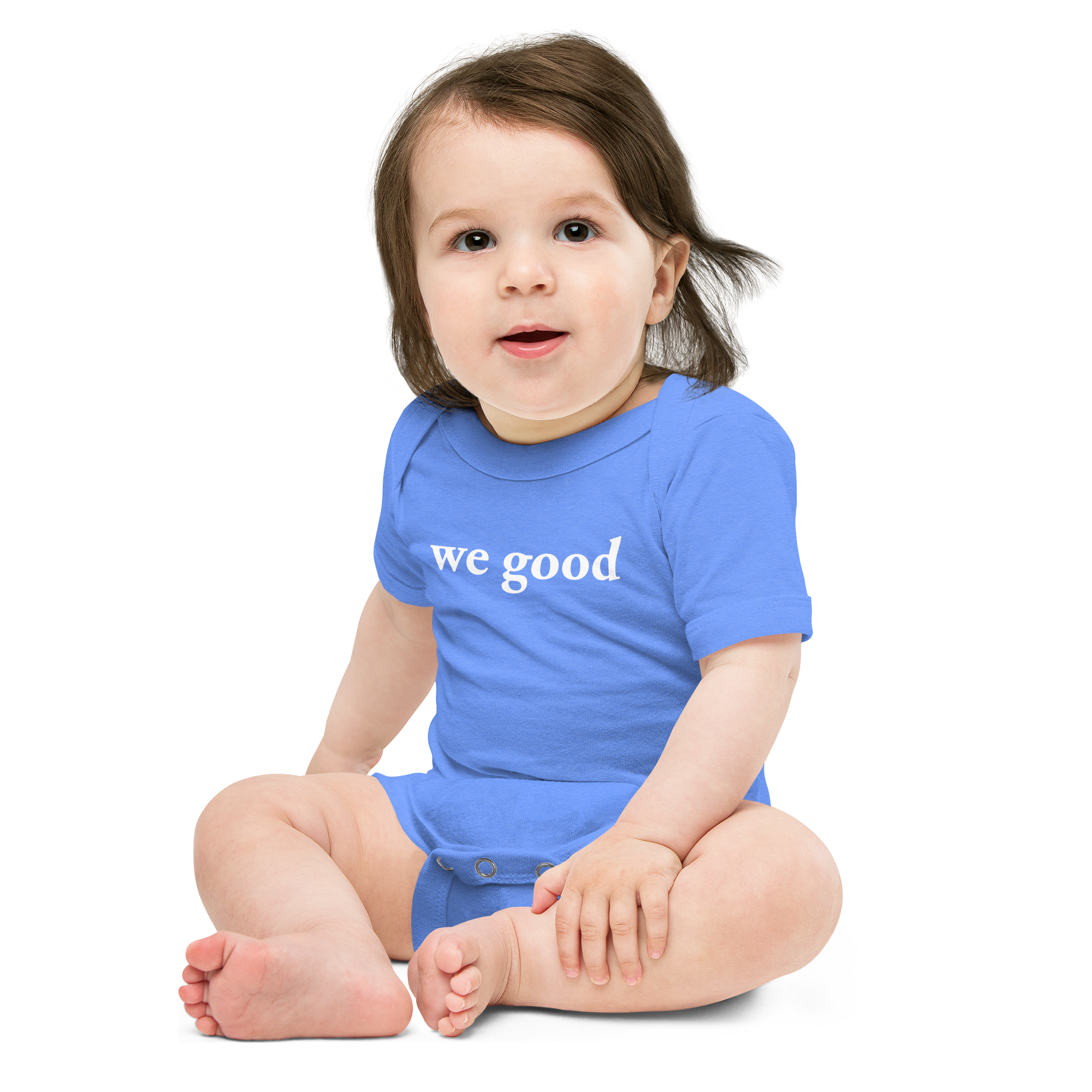 we good babysuit (heather blue)