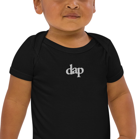 100% organic cotton dap babysuit (black + embroidery)