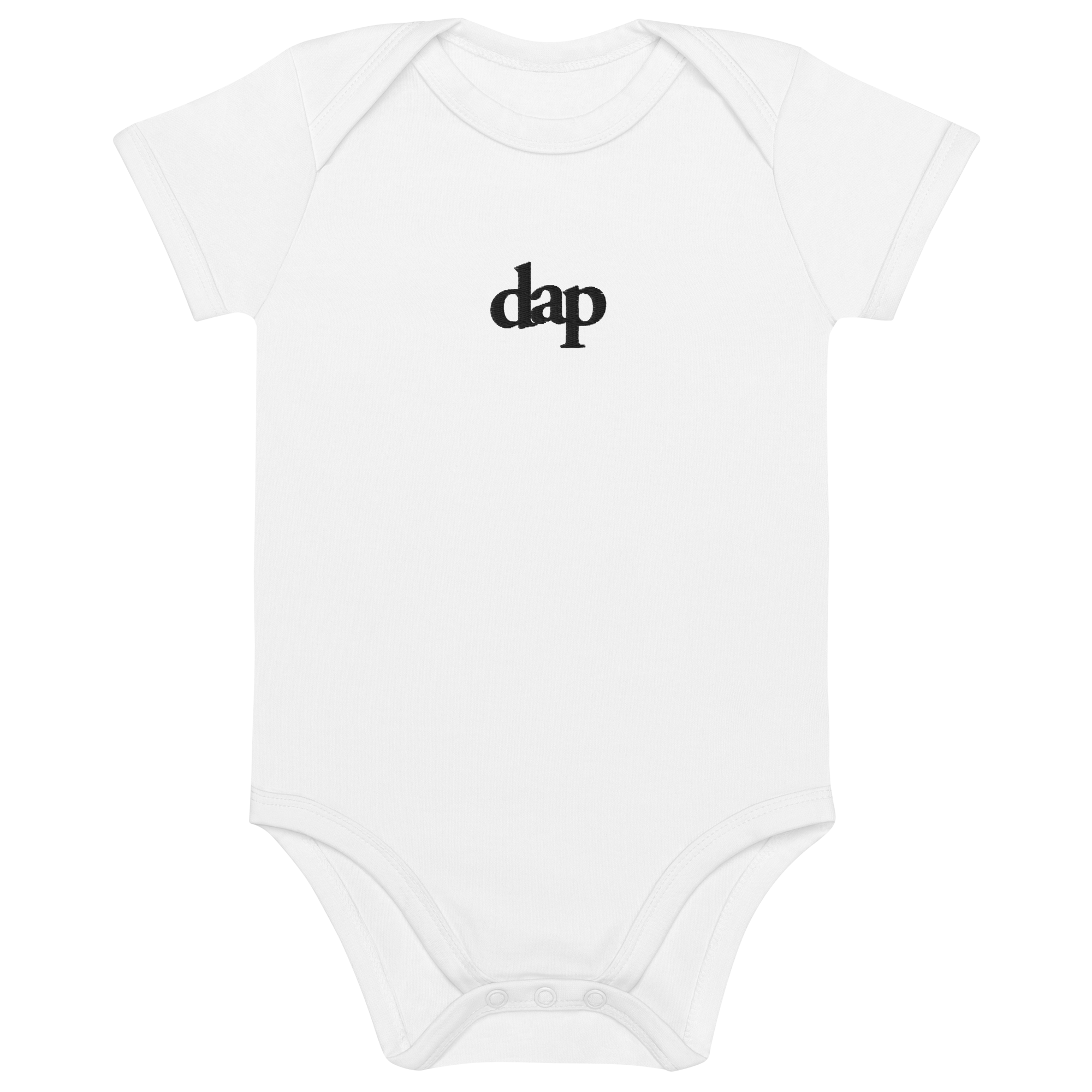 100% organic cotton dap babysuit (white + embroidery)