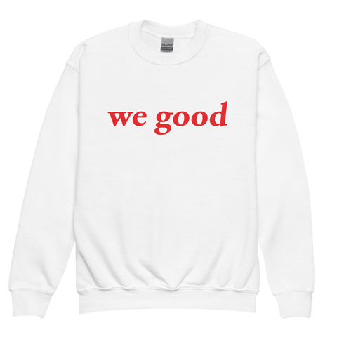 kids we good sweatshirt (white)